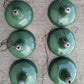 Lot Set of 6 Vintage Antique Old 12" Salvaged Reclaimed Art Deco Factory Industrial Green White Porcelain Enamel Steel Metal Lamp Shade Ceiling Light Cover Fixture