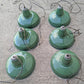 Lot Set of 6 Vintage Antique Old 12" Salvaged Reclaimed Art Deco Factory Industrial Green White Porcelain Enamel Steel Metal Lamp Shade Ceiling Light Cover Fixture