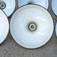 Lot Set of 6 Vintage Antique Old 12" Salvaged Reclaimed Art Deco Factory Industrial Green White Porcelain Enamel Steel Metal Lamp Shade Ceiling Light Cover Fixture