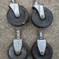 Set 4 Vintage Old 5" Hard Rubber Steel "Bassick" Cart Casters Wheels Heavy Duty Roller Ball Bearing Salvaged Reclaimed