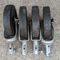 Set 4 Vintage Old 5" Hard Rubber Steel "Bassick" Cart Casters Wheels Heavy Duty Roller Ball Bearing Salvaged Reclaimed