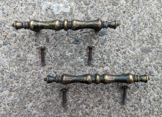 2 available Pairs Vintage Old Antique Brass Bar Dresser Drawer Pull Cabinet Door Handle