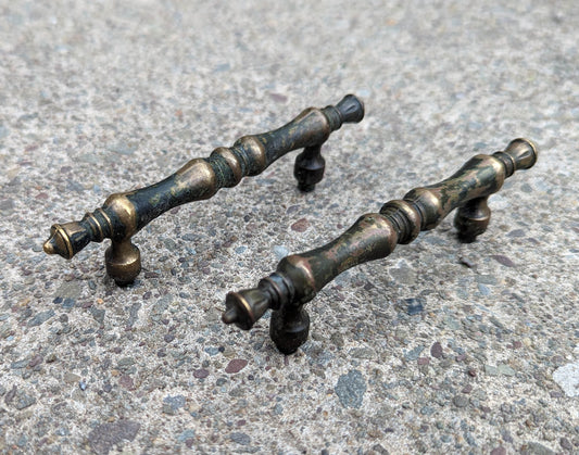 2 available Pairs Vintage Old Antique Brass Bar Dresser Drawer Pull Cabinet Door Handle