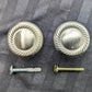 5 available Pair Vintage Old Reclaimed Salvaged Round Brushed Satin Nickel Brass Dresser Drawer Cabinet Furniture Mushroom Knob Pull Handle