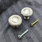 5 available Pair Vintage Old Reclaimed Salvaged Round Brushed Satin Nickel Brass Dresser Drawer Cabinet Furniture Mushroom Knob Pull Handle