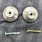 5 available Pair Vintage Old Reclaimed Salvaged Round Brushed Satin Nickel Brass Dresser Drawer Cabinet Furniture Mushroom Knob Pull Handle