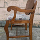 Antique Vintage Old Victorian Carved SOLID Wood Wooden Bench Arm Chair Armchair Settee Floral Fabric Seat