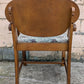 Antique Vintage Old Victorian Carved SOLID Wood Wooden Bench Arm Chair Armchair Settee Floral Fabric Seat