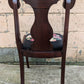 Antique Vintage Old Fiddle Back SOLID Walnut Wood Wooden Side Dining Accent Desk Chair Floral Needlepoint Fabric Seat