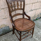 Antique Vintage Old Gothic Victorian SOLID Walnut Wood Wooden Side Dining Accent Chair Caned Seat