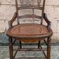 Antique Vintage Old Gothic Victorian SOLID Walnut Wood Wooden Side Dining Accent Chair Caned Seat