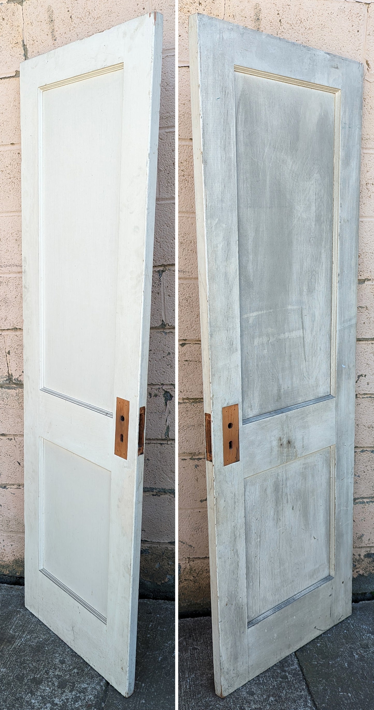 24"x76.5" Antique Vintage Old Reclaimed Salvaged Interior SOLID Wood Wooden Closet Pantry Door 2 Panels