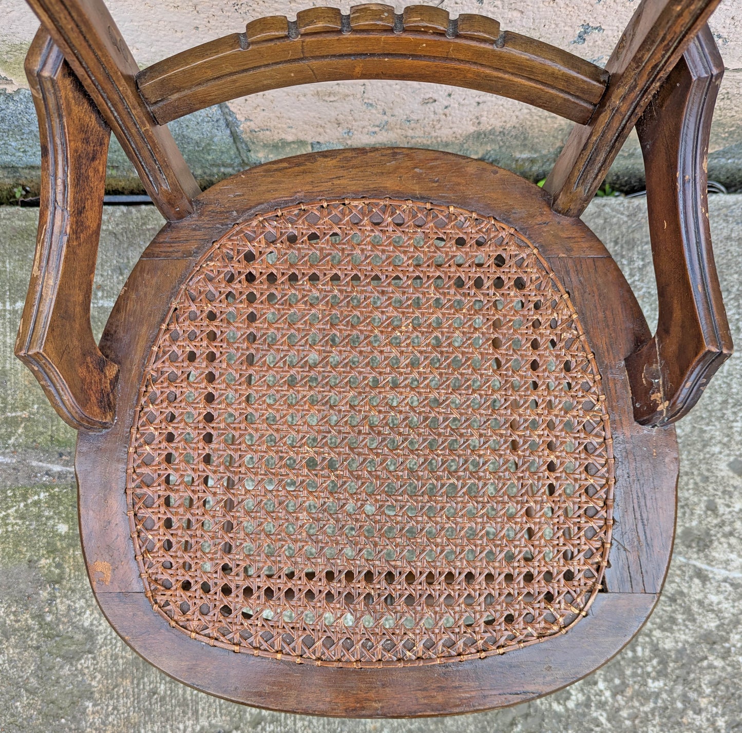 Antique Vintage Old Gothic Victorian SOLID Walnut Wood Wooden Side Dining Accent Chair Caned Seat