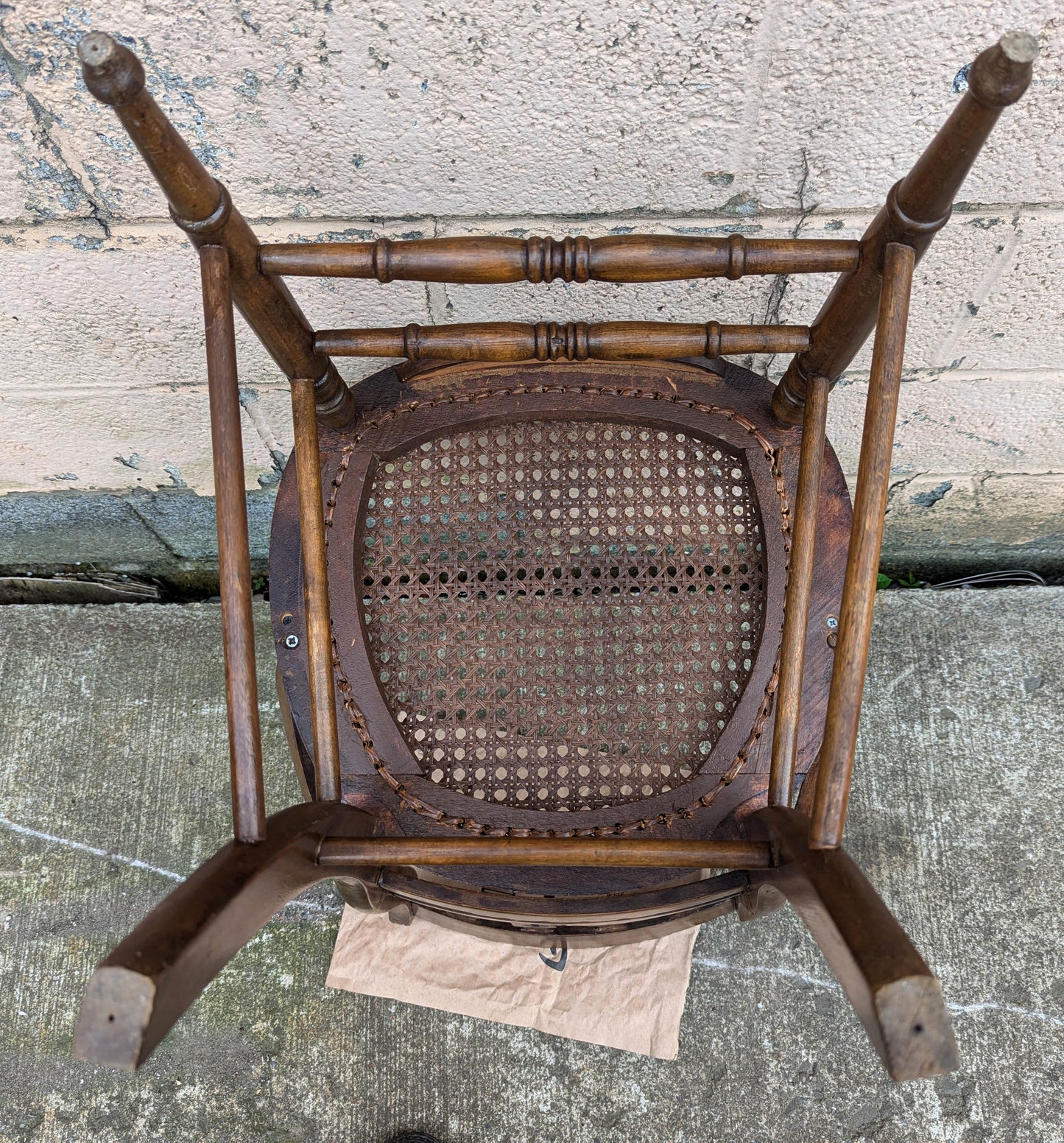 Antique Vintage Old Gothic Victorian SOLID Walnut Wood Wooden Side Dining Accent Chair Caned Seat