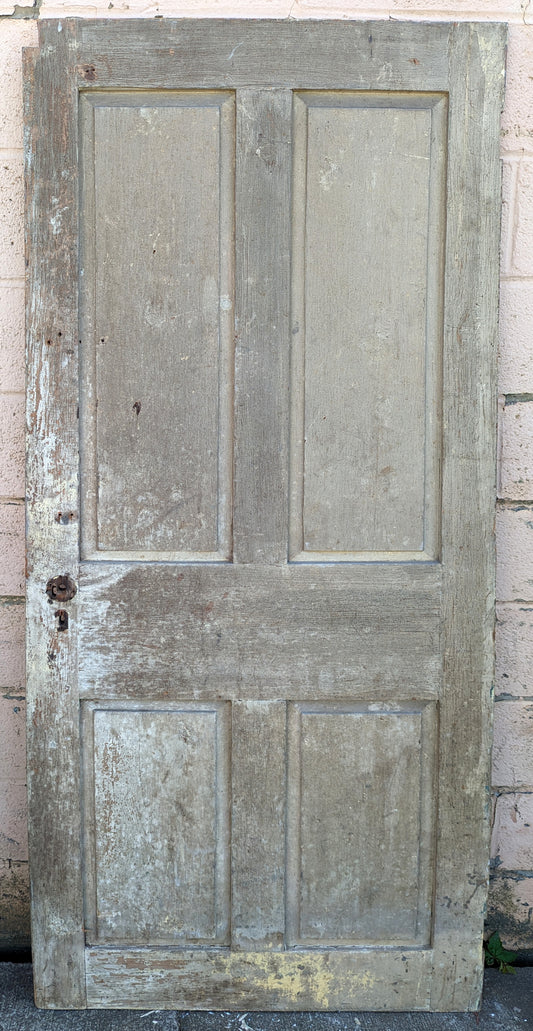 31"x74" Antique Vintage Old Reclaimed Salvaged Victorian SOLID Wood Wooden Interior Door 4 Panels