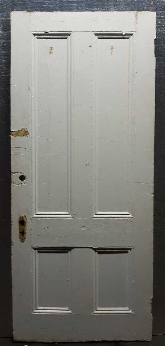 32x78.5"x1.5" Antique Vintage Victorian Old Reclaimed Salvaged SOLID Wood Wooden Interior Door 4 Panels