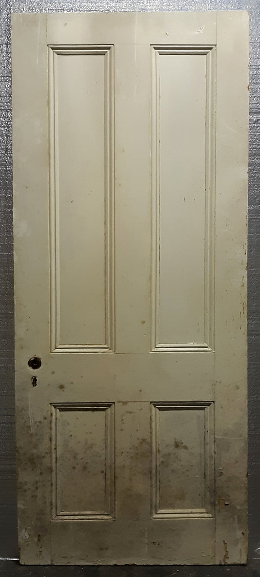 30"x76" Antique Vintage Old Reclaimed Salvaged Victorian SOLID Wood Wooden Interior Door 4 Panels