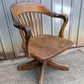 Antique Vintage Old "H Krug" SOLID Oak Wood Wooden Office Library Arm Chair Armchair Swivel Rocking Seat