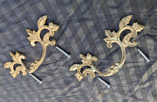 2 Pairs available Vintage Antique Old Reclaimed Salvaged Victorian SOLID Brass Drawer Cabinet Door Furniture Pull Handle