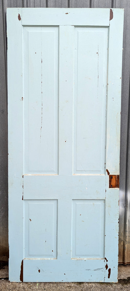 32"x79" Antique Vintage Old Reclaimed Salvaged Victorian SOLID Wood Wooden Interior Door 4 Panels