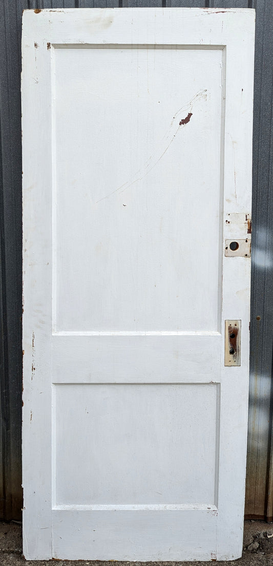 2 Available 32"x79.5" Antique Vintage Old Reclaimed Salvaged Solid Wood Wooden Interior Doors 2 Panels