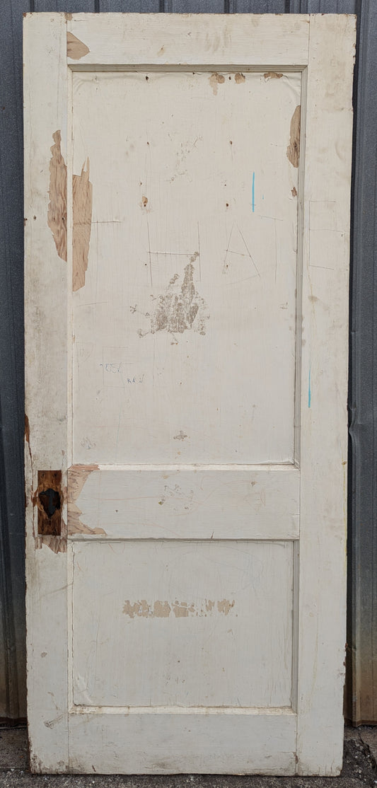 2 Available 30"x77" Antique Vintage Old Reclaimed Salvaged Solid Wood Wooden Interior Doors 2 Panels