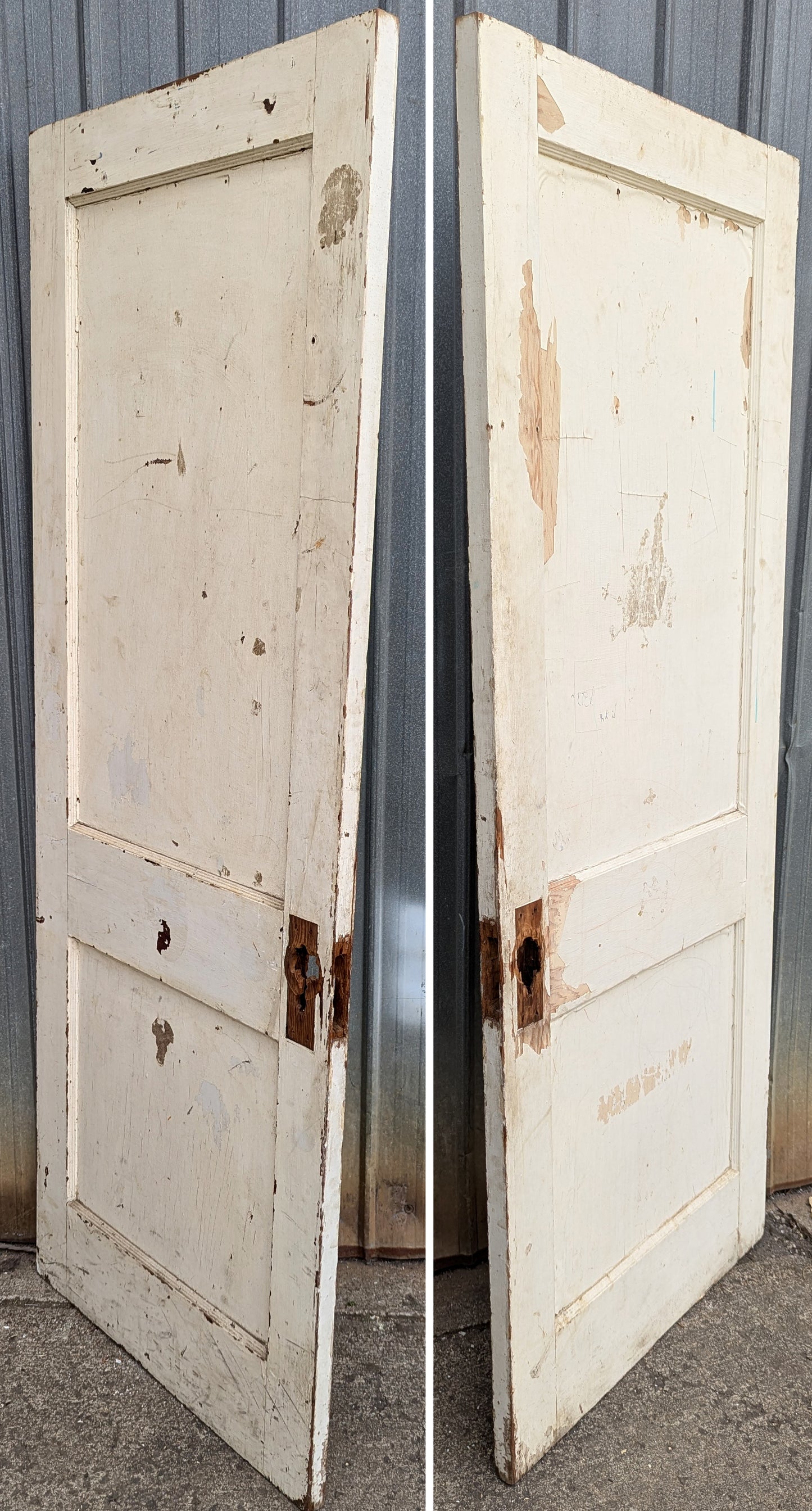 2 Available 30"x77" Antique Vintage Old Reclaimed Salvaged Solid Wood Wooden Interior Doors 2 Panels