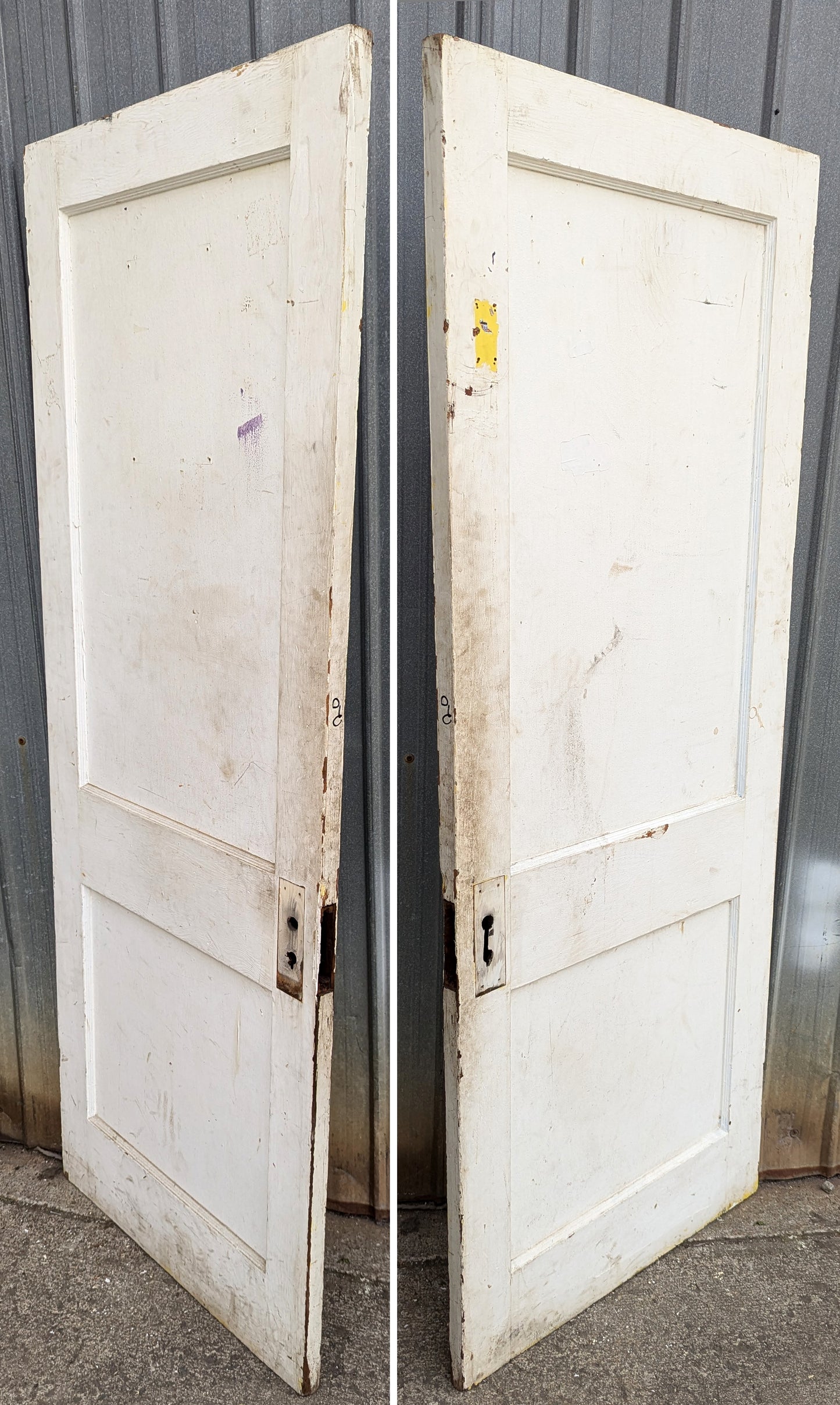 2 Available 30"x77" Antique Vintage Old Reclaimed Salvaged Solid Wood Wooden Interior Doors 2 Panels