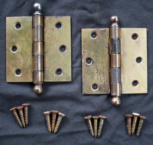 7 available CLEAN Pair 3"x3" Antique Vintage Old Reclaimed Salvaged Brass Steel Interior Door Hinges