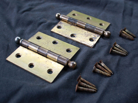 7 available CLEAN Pair 3"x3" Antique Vintage Old Reclaimed Salvaged Brass Steel Interior Door Hinges