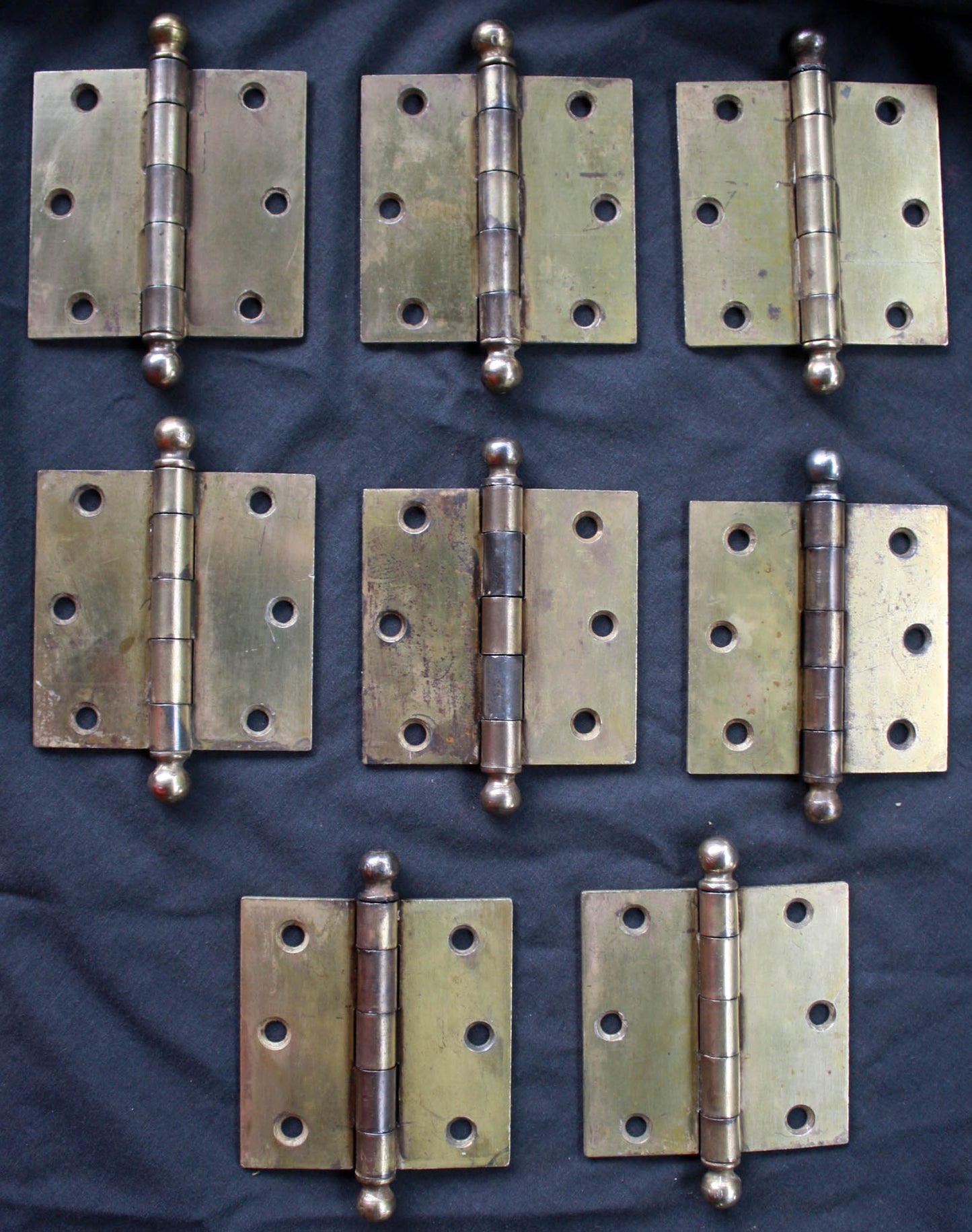 7 available CLEAN Pair 3"x3" Antique Vintage Old Reclaimed Salvaged Brass Steel Interior Door Hinges