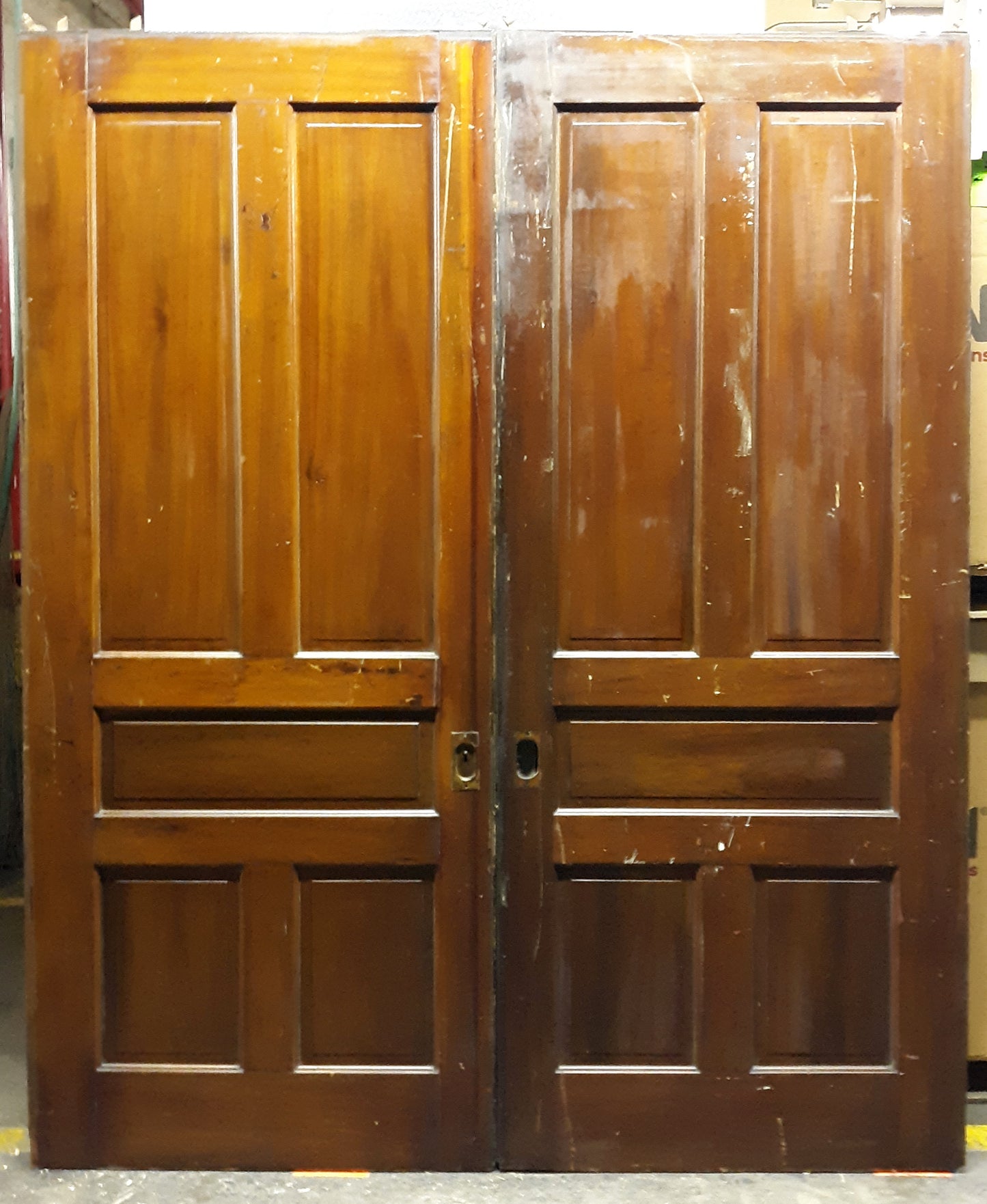 74x90" Pair Antique Vintage Old Reclaimed Salvaged Pocket Sliding Double SOLID Wooden Panels Interior Doors