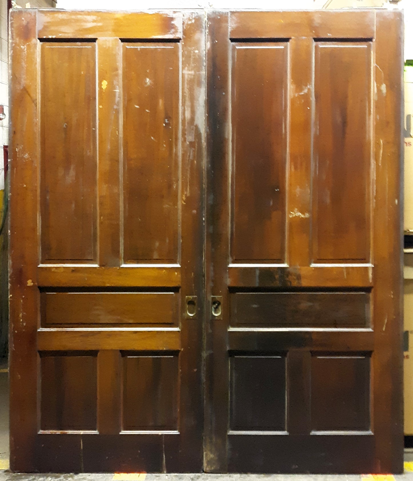 74x90" Pair Antique Vintage Old Reclaimed Salvaged Pocket Sliding Double SOLID Wooden Panels Interior Doors