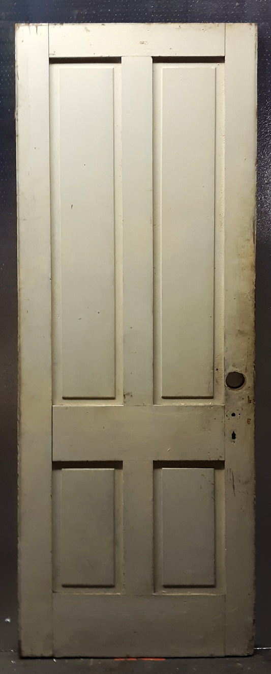 27.5"x77"1.25" Antique Vintage Old Reclaimed Salvaged Victorian SOLID Wood Wooden Interior Door 4 Panels