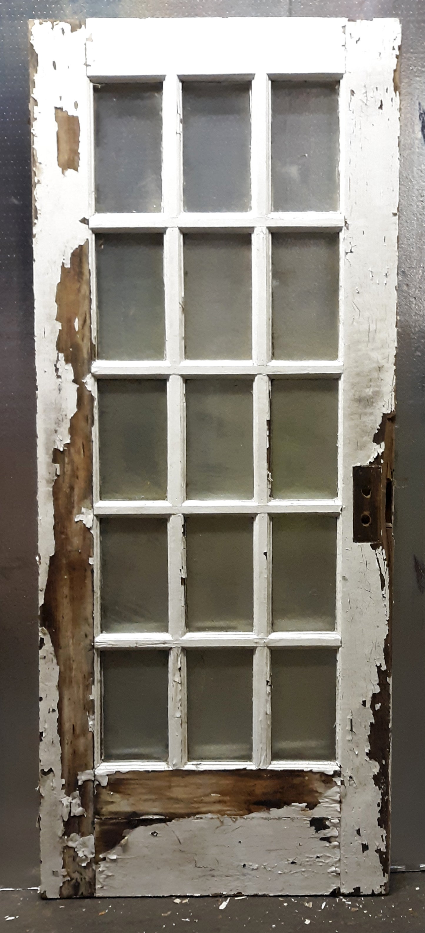 31.5"x79"x1.75" Antique Vintage Old Reclaimed Salvaged Wood Wooden Interior French Door Window Glass