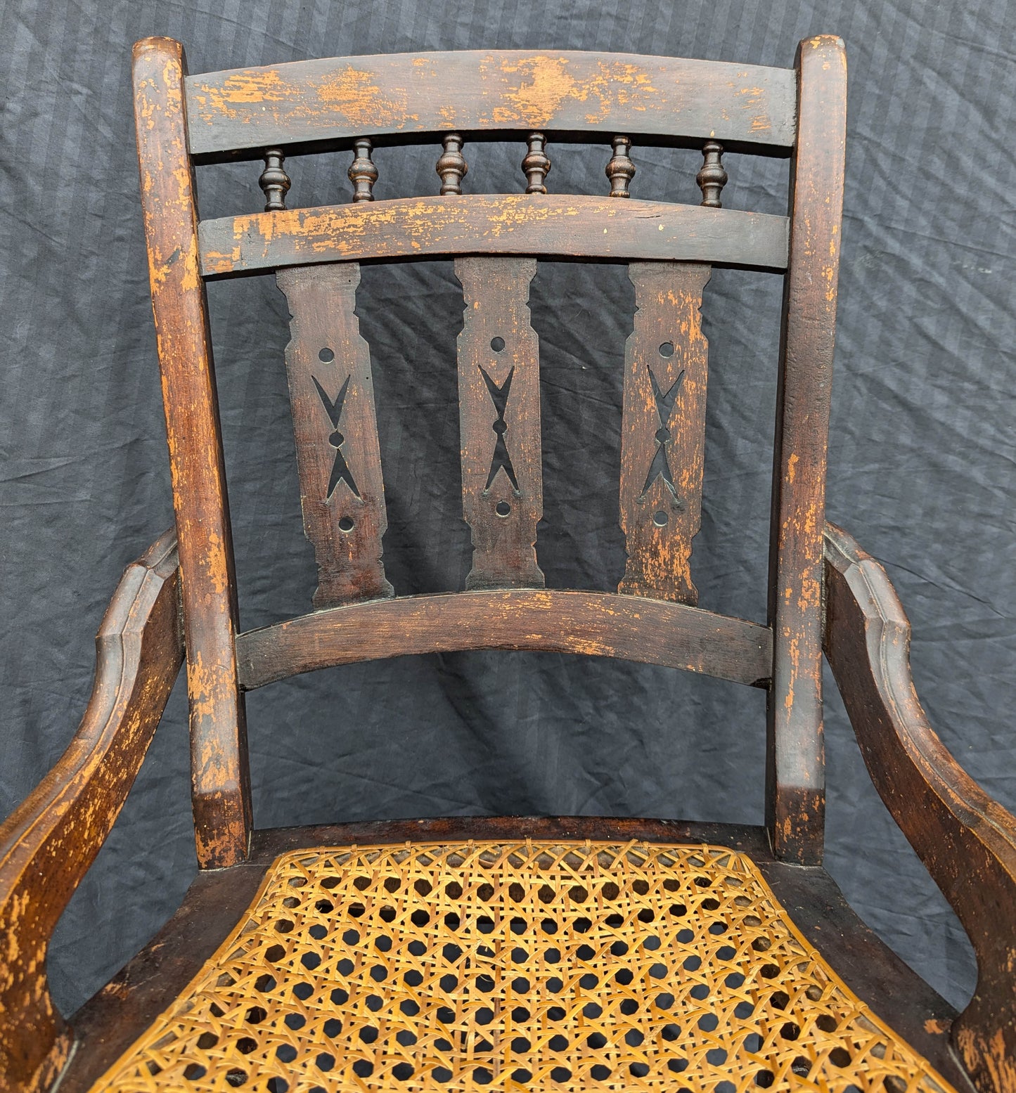 Antique Vintage Old Victorian Eastlake SOLID Wood Wooden Carved Side Dining Accent Desk Chair Caned Cane Seat