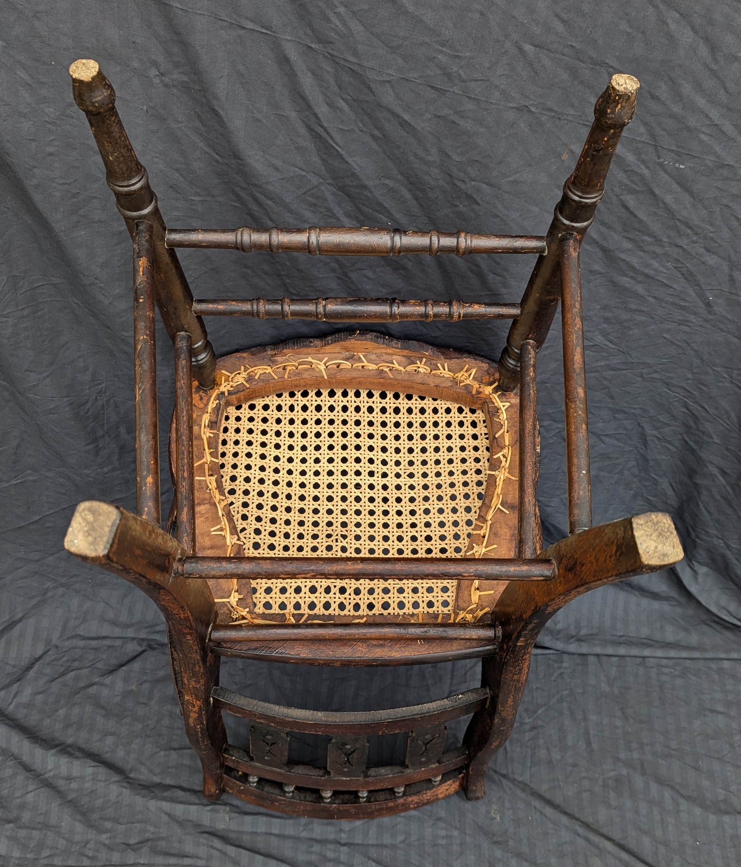 Antique Vintage Old Victorian Eastlake SOLID Wood Wooden Carved Side Dining Accent Desk Chair Caned Cane Seat