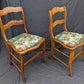 Pair Vintage Old SOLID Wood Wooden Side Dining Accent Chair Nature Fabric Upholstered Seat