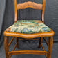 Pair Vintage Old SOLID Wood Wooden Side Dining Accent Chair Nature Fabric Upholstered Seat