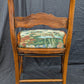 Pair Vintage Old SOLID Wood Wooden Side Dining Accent Chair Nature Fabric Upholstered Seat