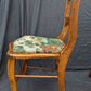 Pair Vintage Old SOLID Wood Wooden Side Dining Accent Chair Nature Fabric Upholstered Seat