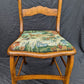 Pair Vintage Old SOLID Wood Wooden Side Dining Accent Chair Nature Fabric Upholstered Seat