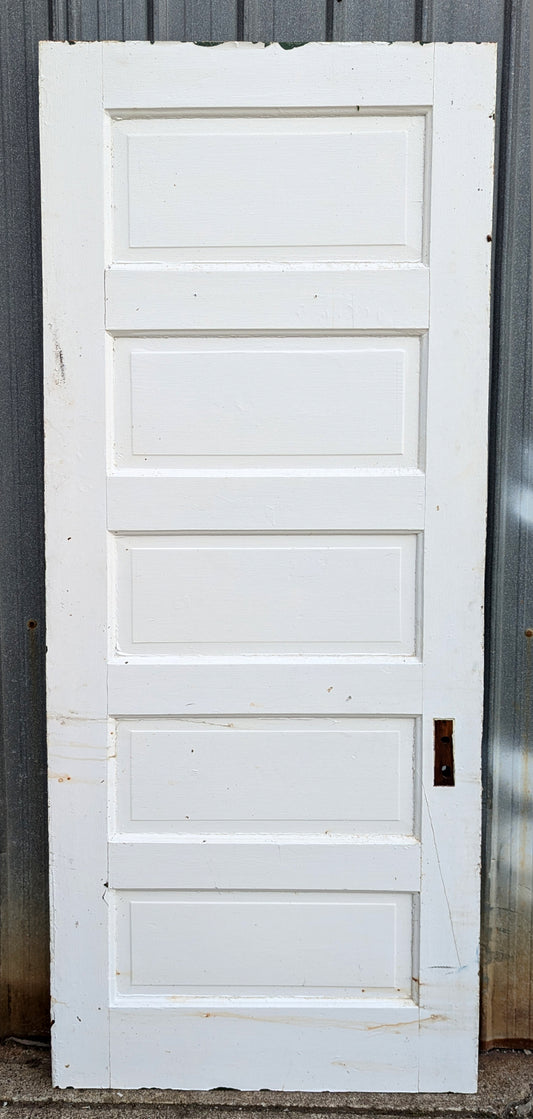 30"x76" Antique Vintage Old Reclaimed Salvaged Salvaged SOLID Wood Wooden Interior Door 5 Panels