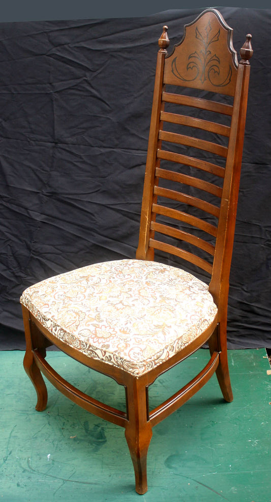 Set 5 Vintage Antique Old Reclaimed Salvaged Drexel Ladderback Wood Wooden Fabric Dining Chair Armchair