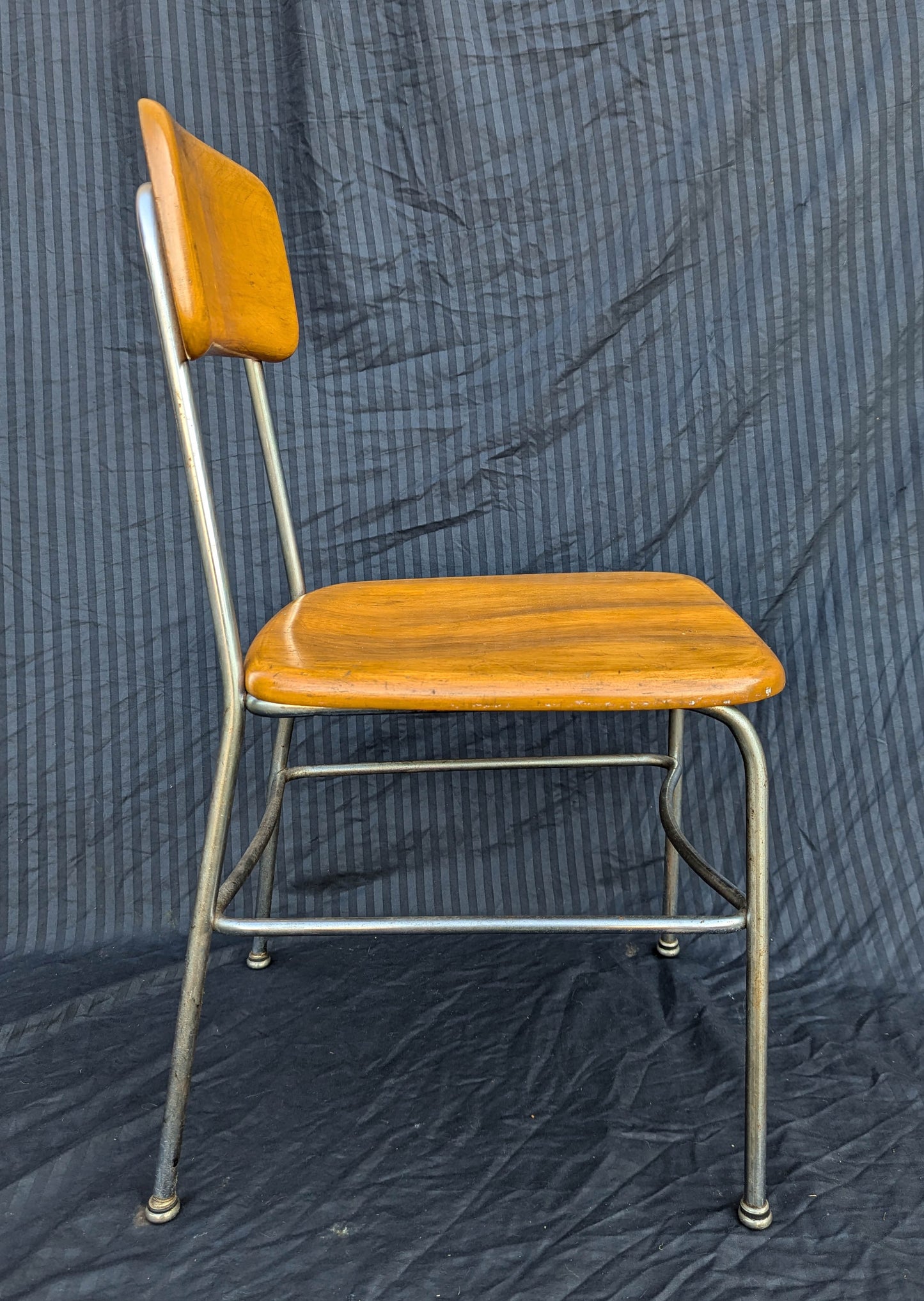 Vintage Mid Century Modern Antique Old "Heywood Wakefield" Maple Wood Wooden Steel Metal Sewing Work Side Dining Accent Desk School Chair