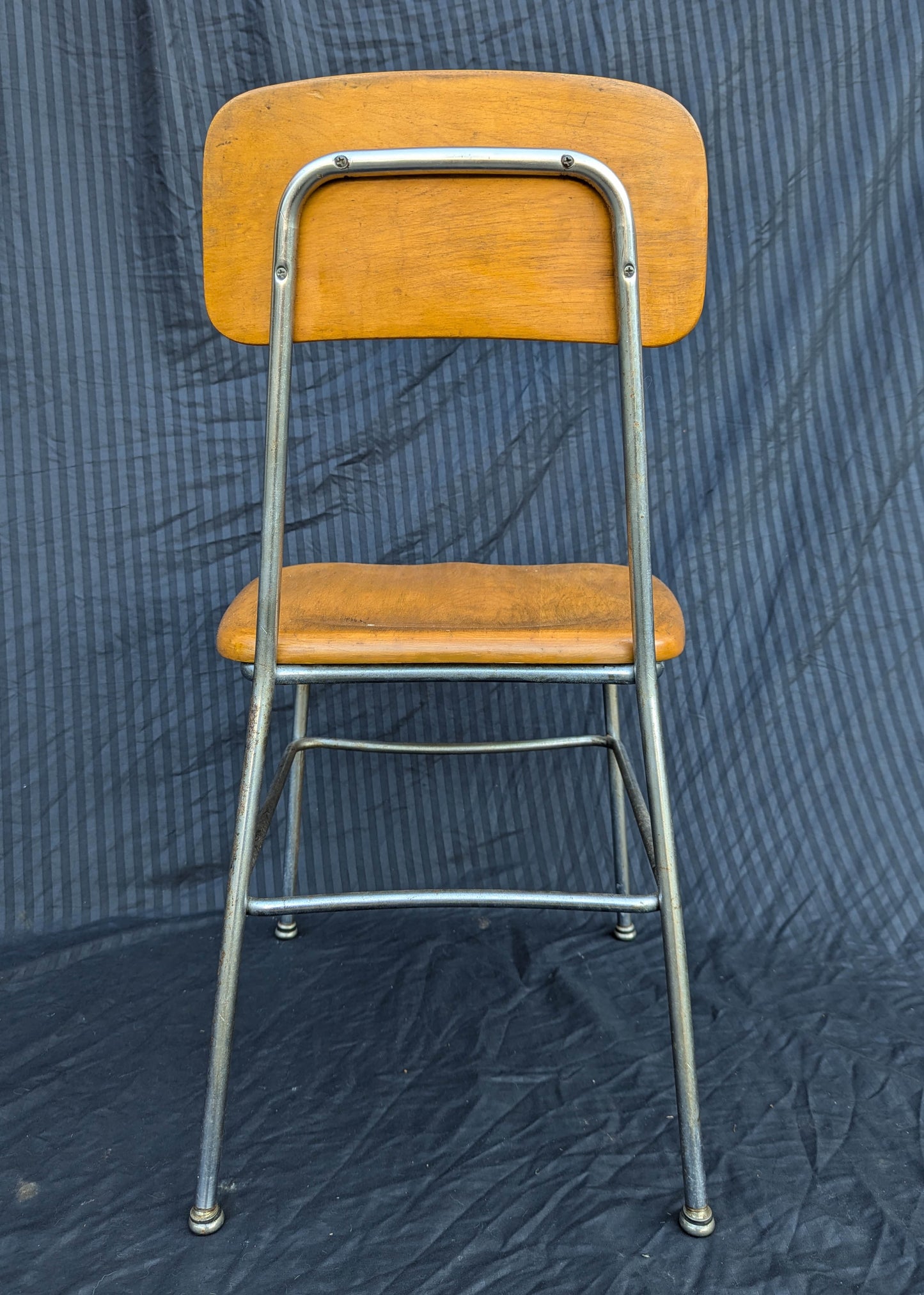 Vintage Mid Century Modern Antique Old "Heywood Wakefield" Maple Wood Wooden Steel Metal Sewing Work Side Dining Accent Desk School Chair