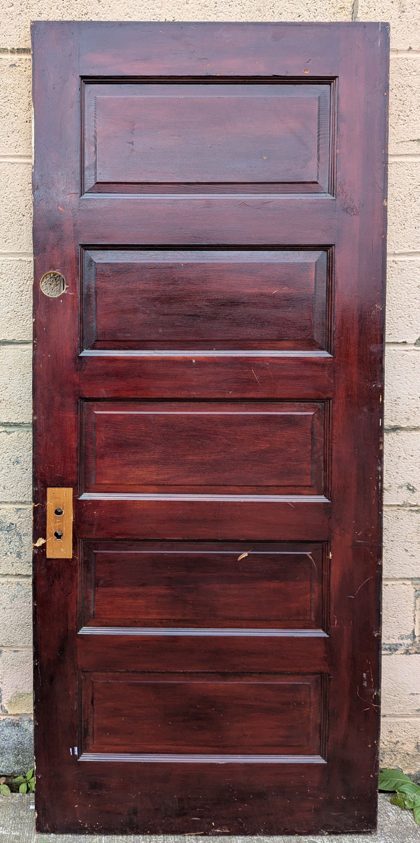 30"x77" Antique Vintage Old Reclaimed Salvaged SOLID Wood Wooden Interior Door 5 Panels