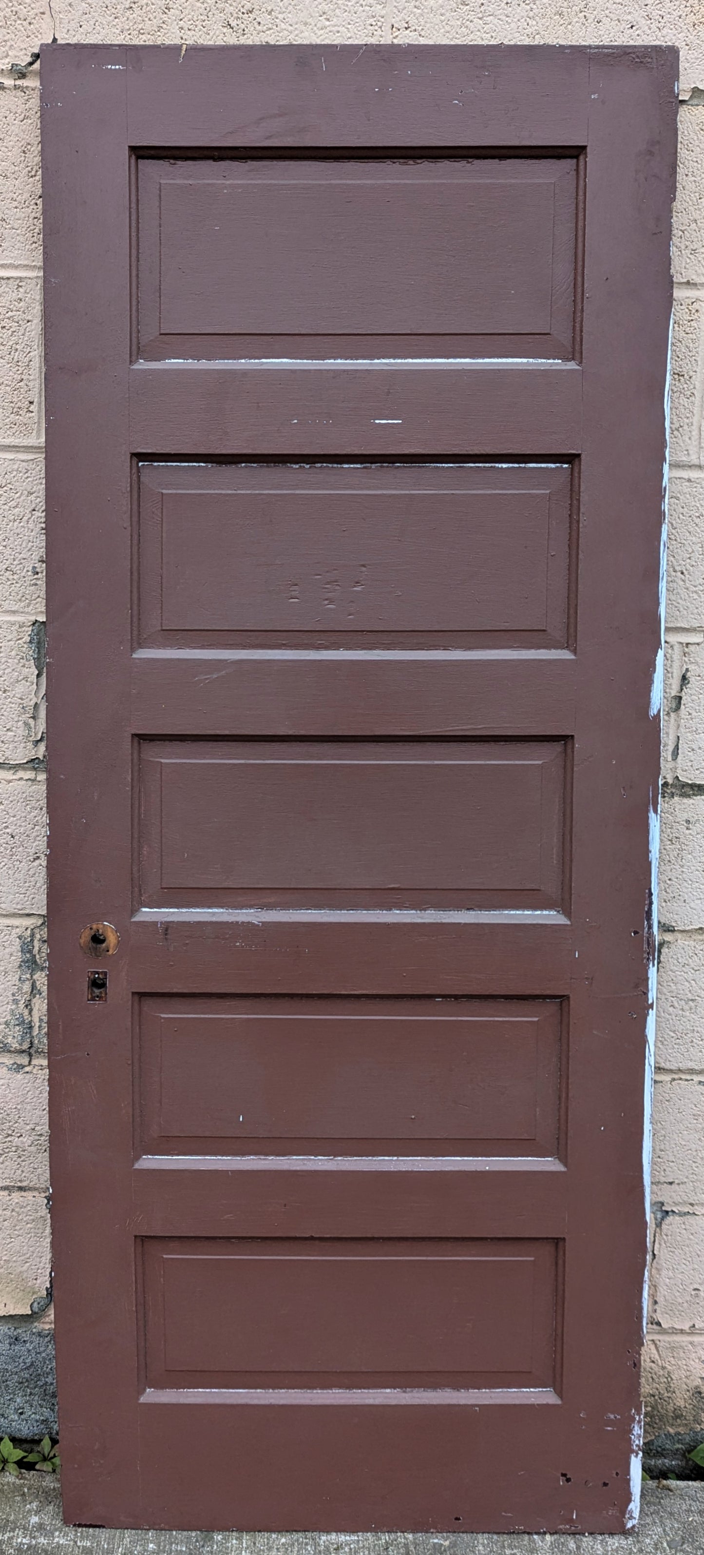 29.5"x76.5" Antique Vintage Old Reclaimed Salvaged SOLID Wood Wooden Interior Door 5 Panels