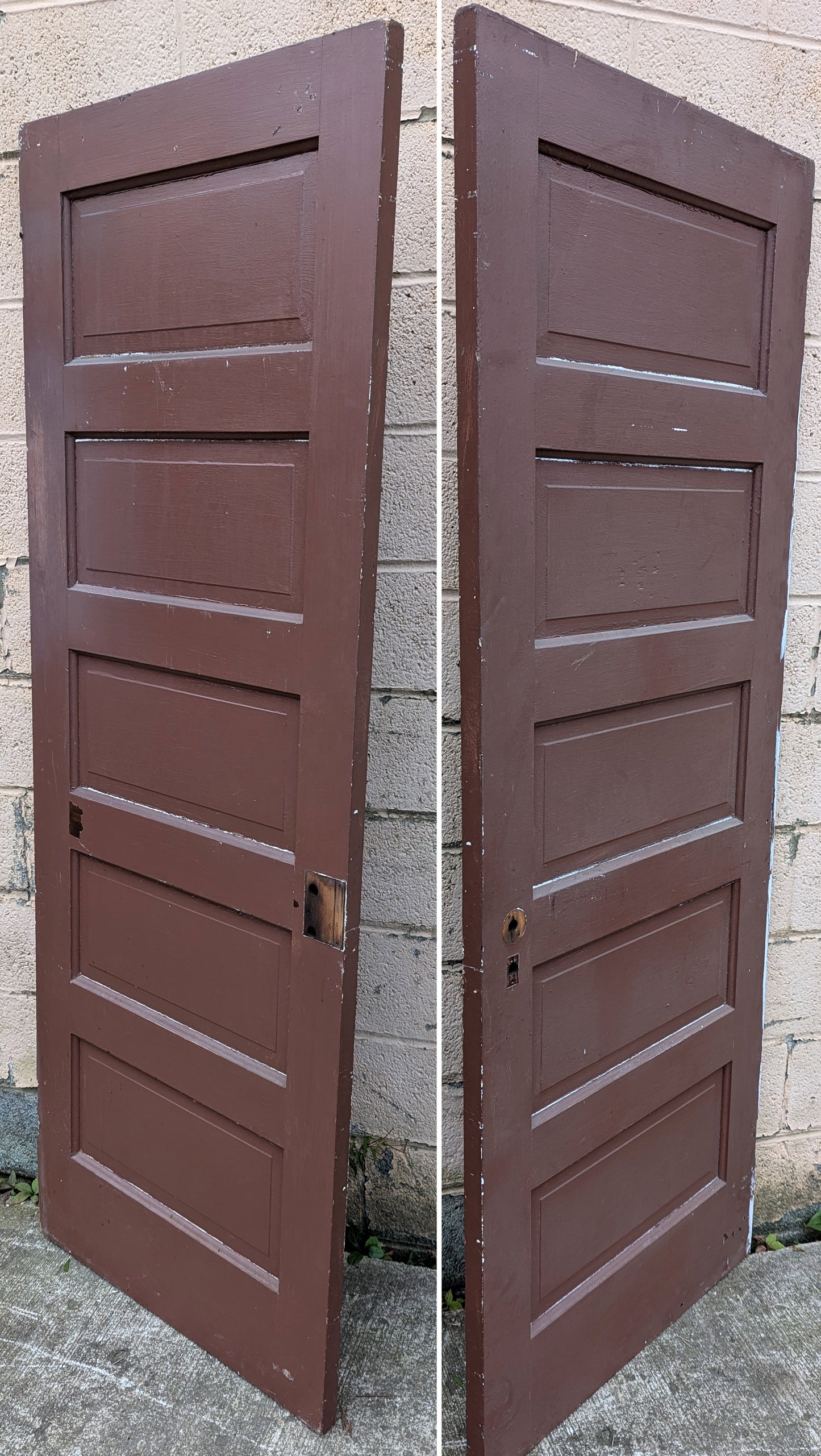 29.5"x76.5" Antique Vintage Old Reclaimed Salvaged SOLID Wood Wooden Interior Door 5 Panels