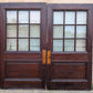 88"x82"x1.75" Pair Antique Vintage Old Reclaimed Salvaged SOLID Wood Wooden Entry Entrance Double Doors 9 Windows Wavy Glass Panels